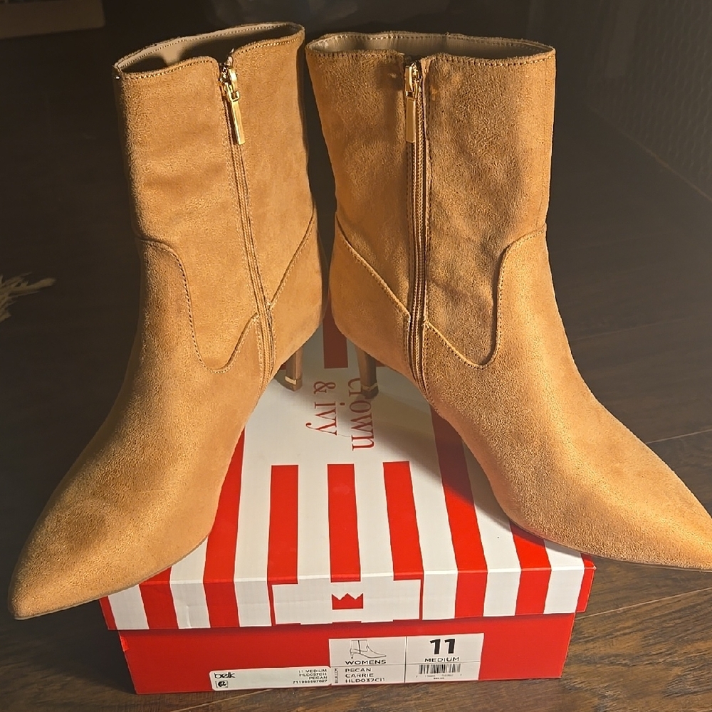 Crown & Ivy Tan Suede Ankle Boots